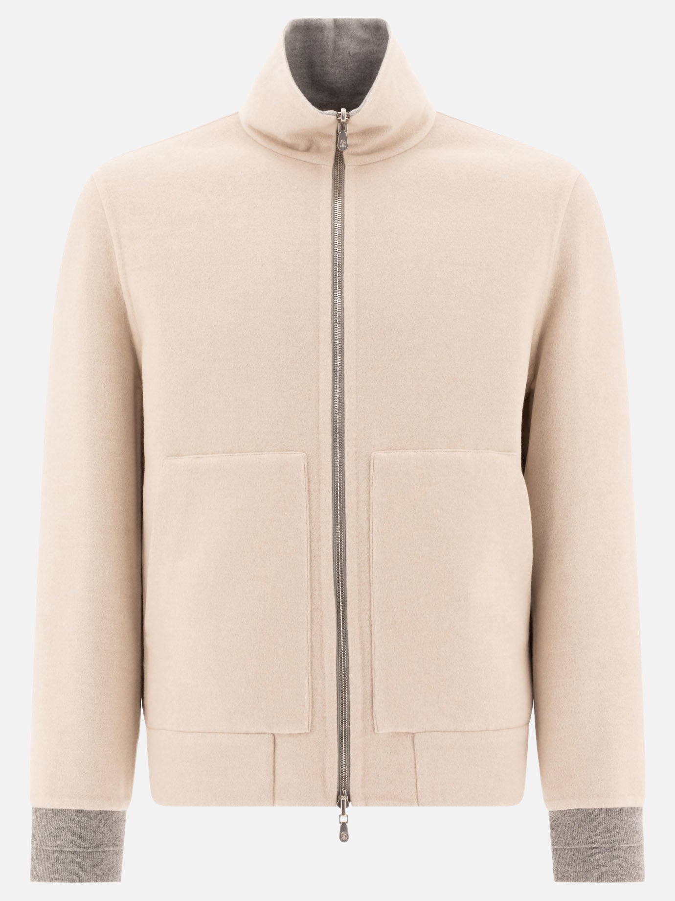 Bomber jackets Solid colour  Beige - Brunello Cucinelli Men | PDP | VIETTI Online Store | Zoom-Modal
