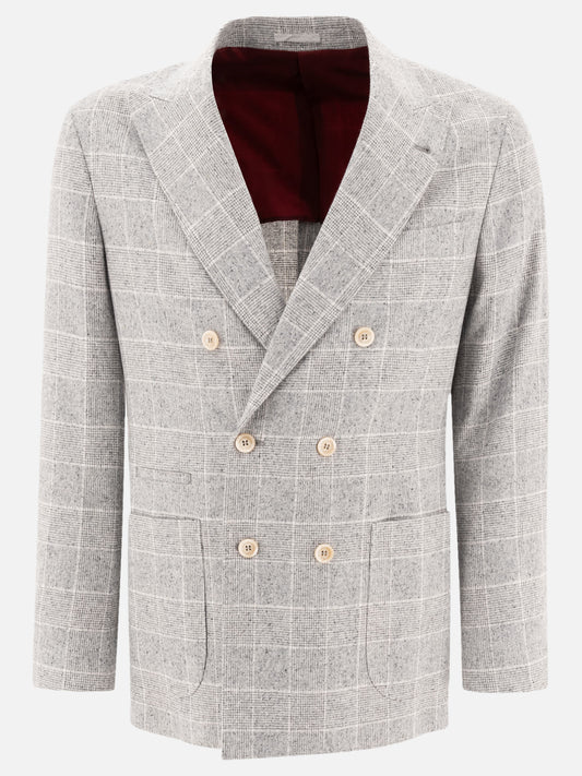 Brunello Cucinelli Deconstructed Prince of Wales blazer Grey