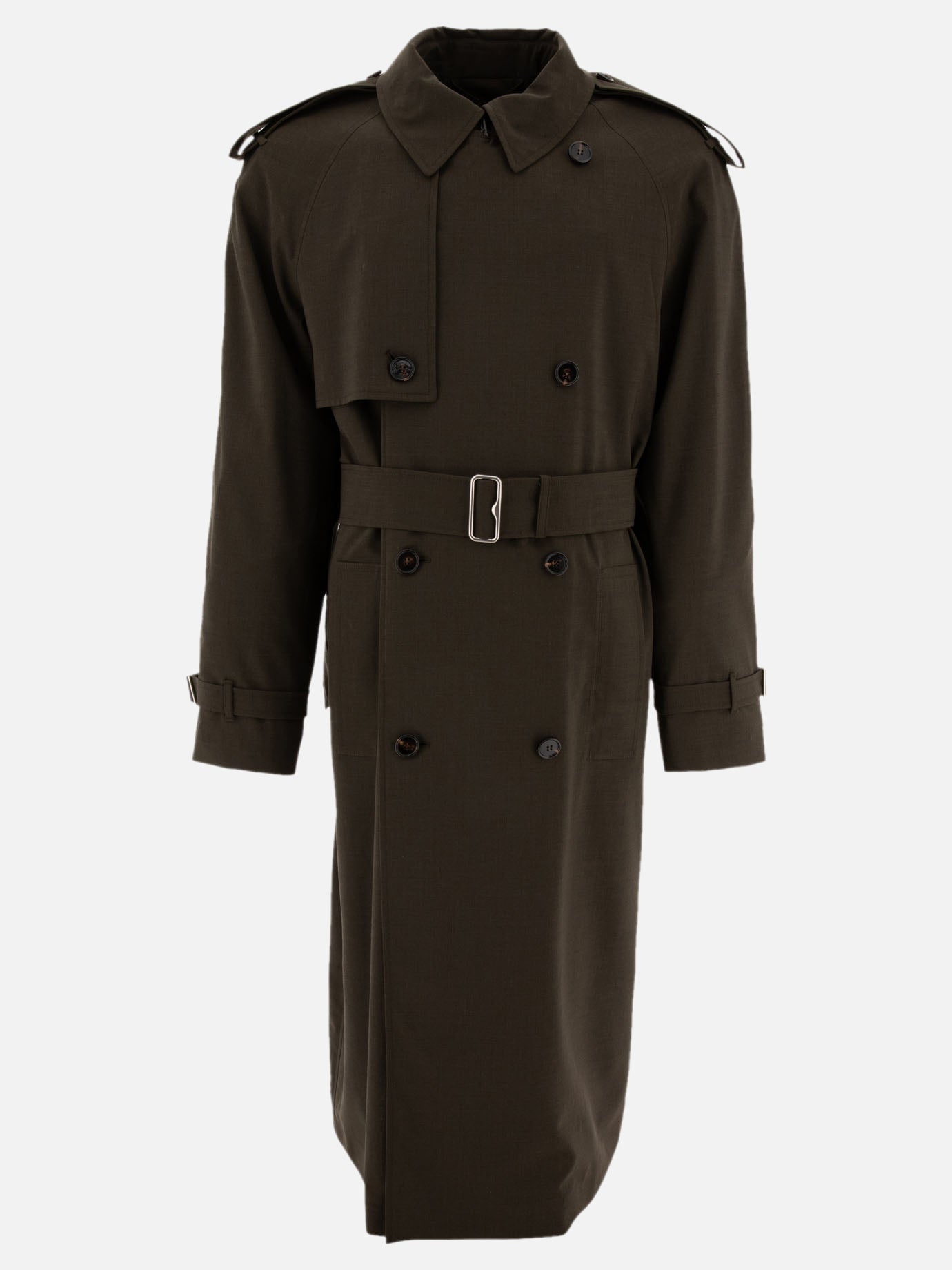 Burberry Long trenchcoat in stretch wool Green