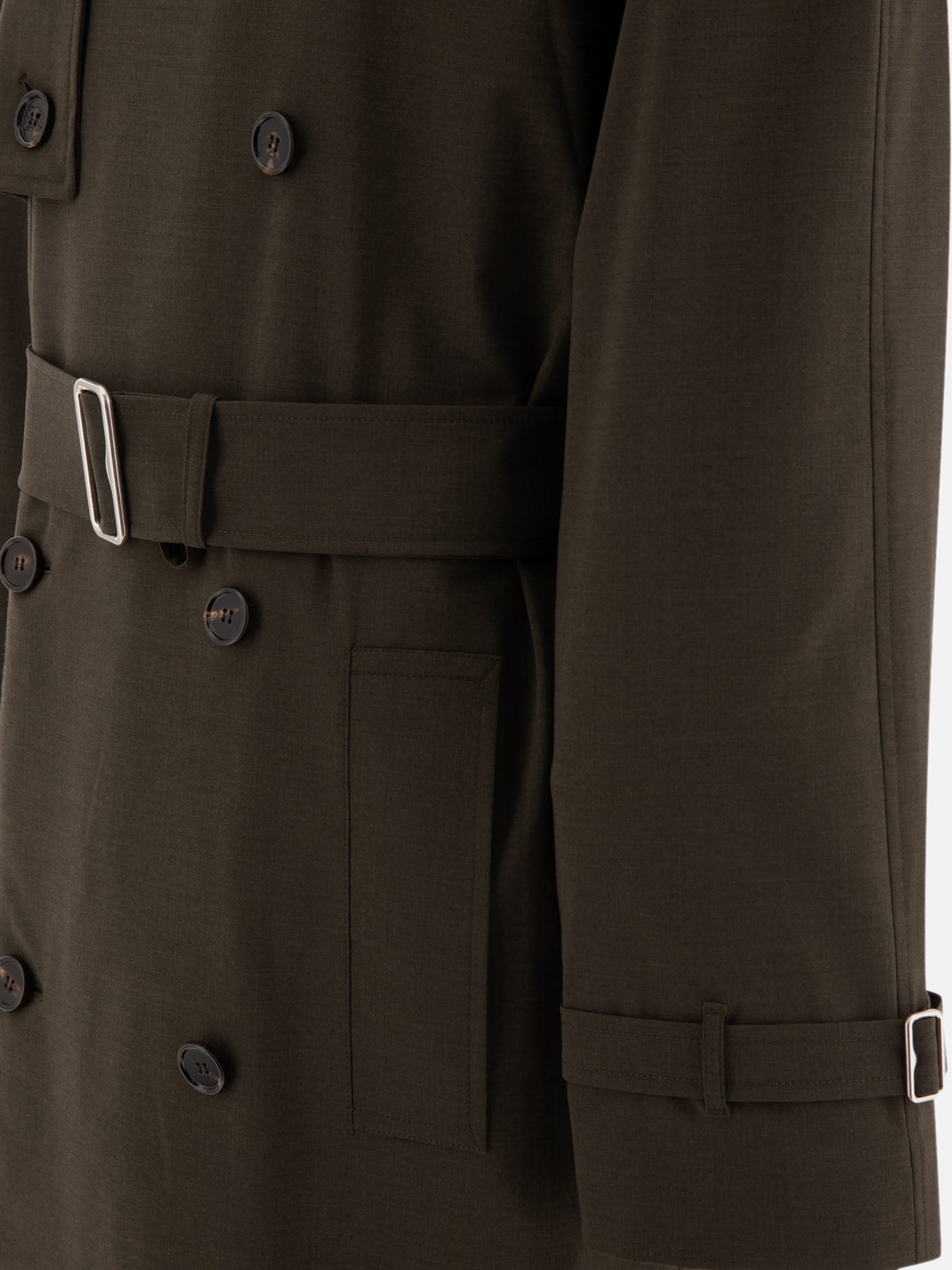 Burberry Long trenchcoat in stretch wool Green