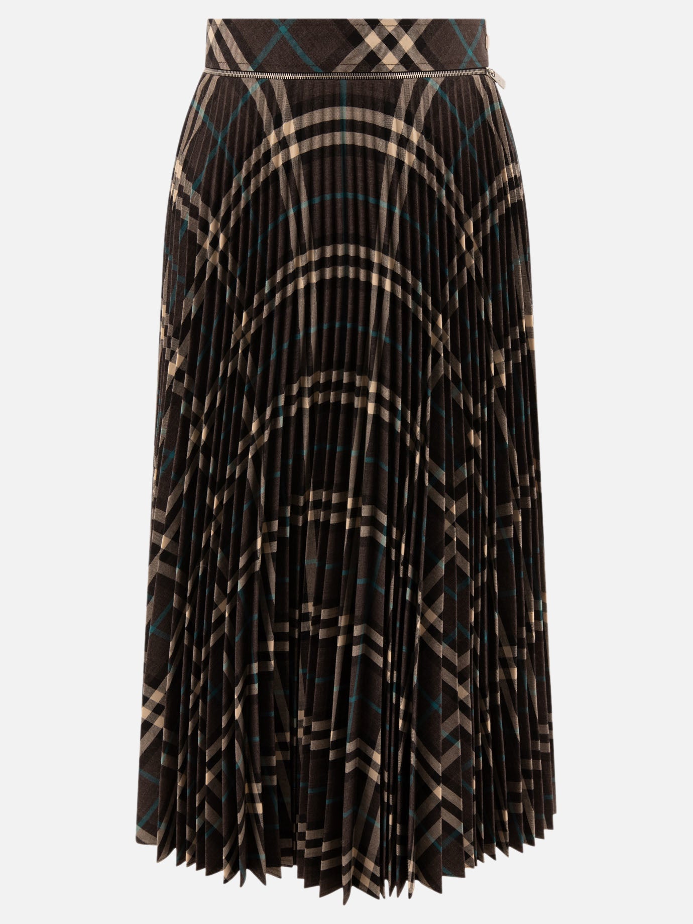 Burberry Wool blend pleated Check skirt Grey