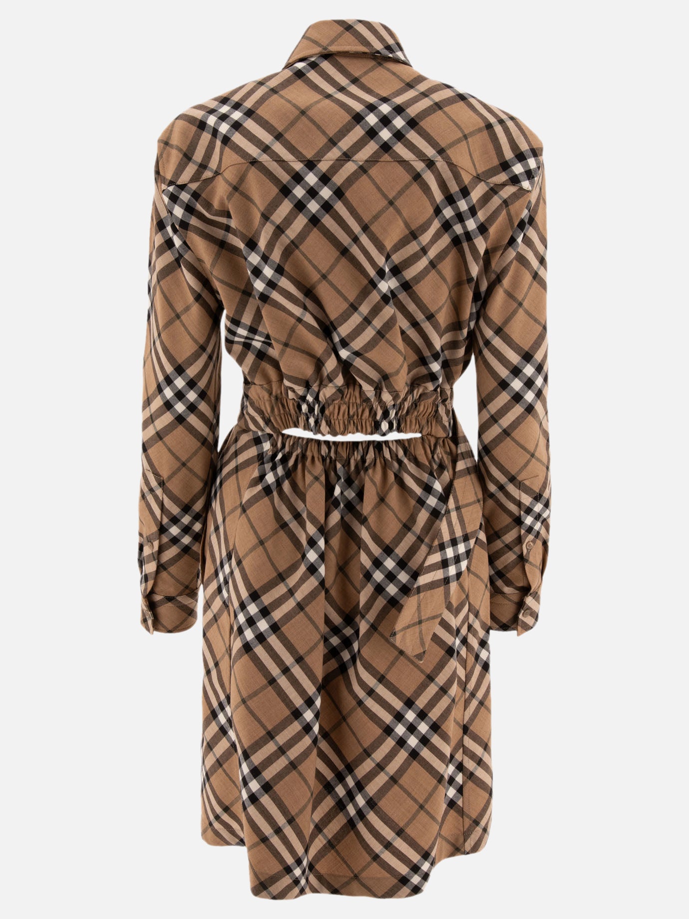 Burberry Check wool blend shirt dress Beige