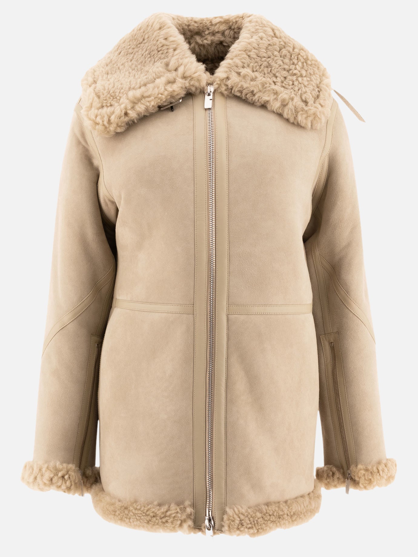 Shearling jackets Solid colour  Beige - Burberry Women | PDP | VIETTI Online Store | thumbnail