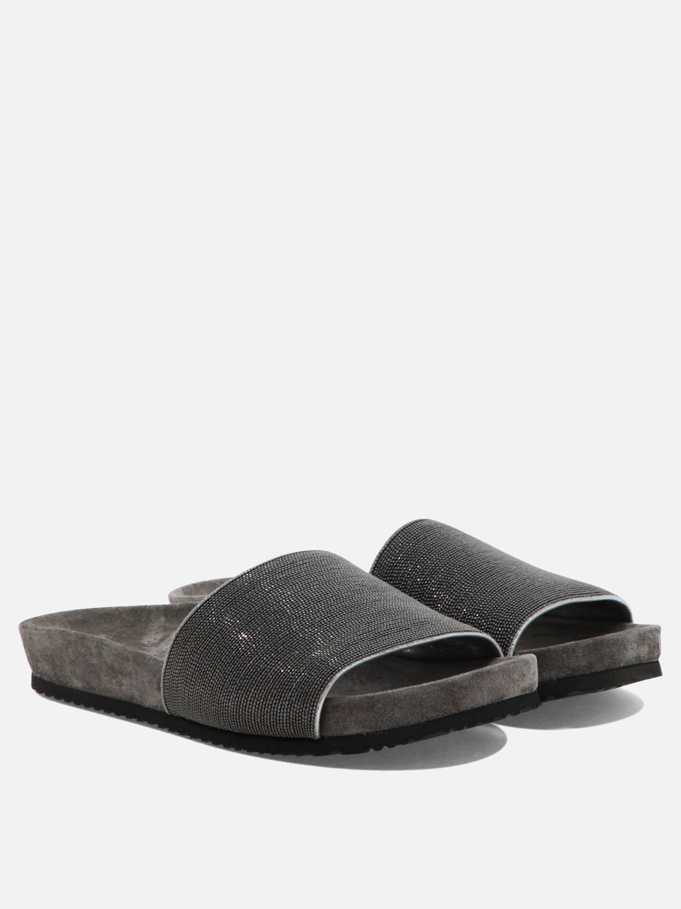 Flat sandals 100% leather 100% rubber  Grey - Brunello Cucinelli Women | PDP | VIETTI Online Store | Zoom-Modal_2
