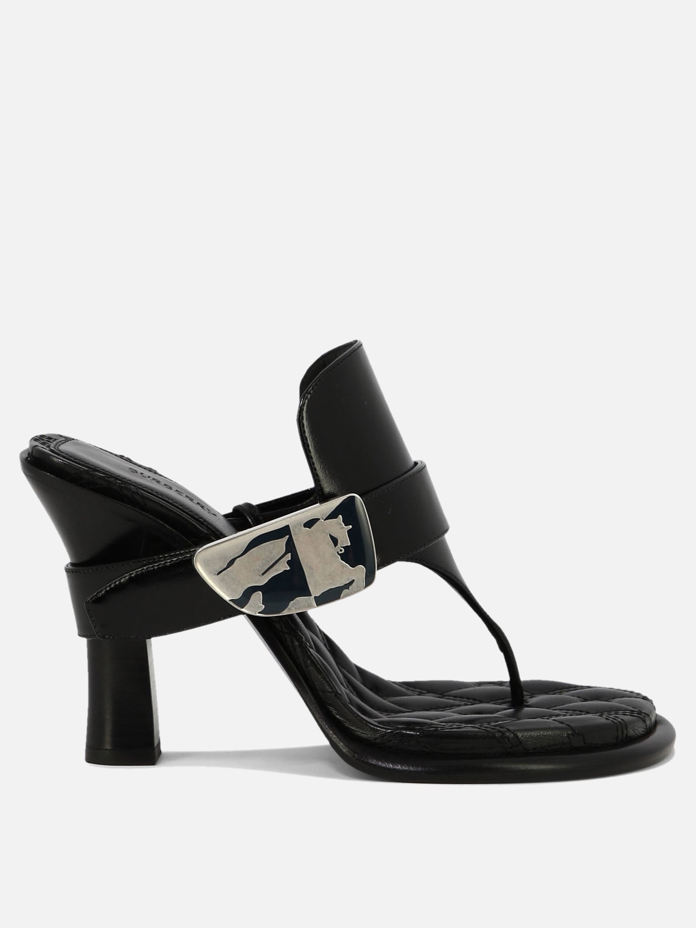 Heeled sandals 100% calf leather - 100% leather  Black - Burberry Women | PDP | VIETTI Online Store | thumbnail