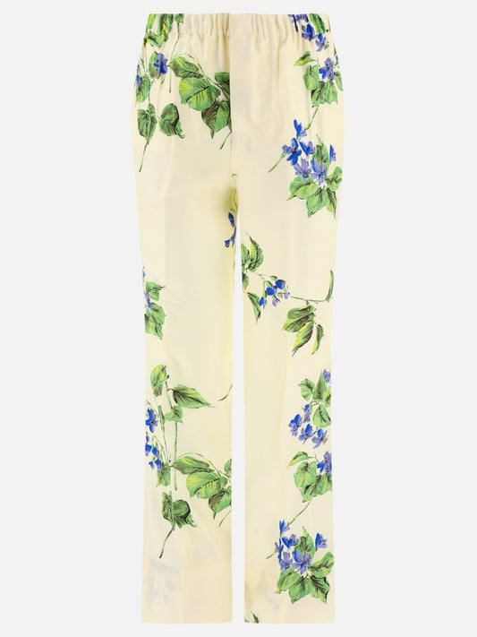 Prada Floral silk trousers 16600240_38 White 1