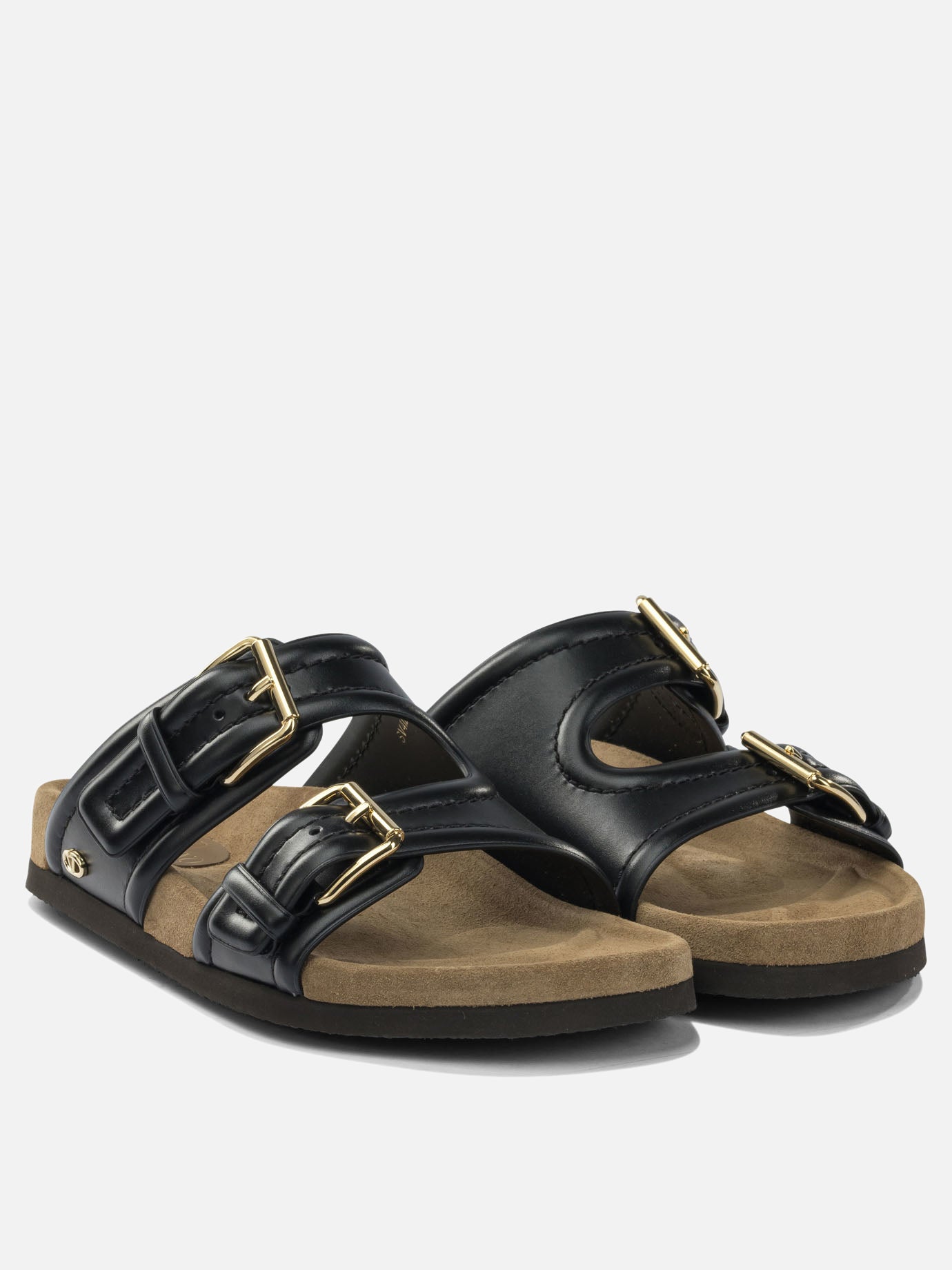 Flat sandals 100% calf leather - 100% rubber  Black - Valentino Garavani Women | PDP | VIETTI Online Store | thumbnail_2