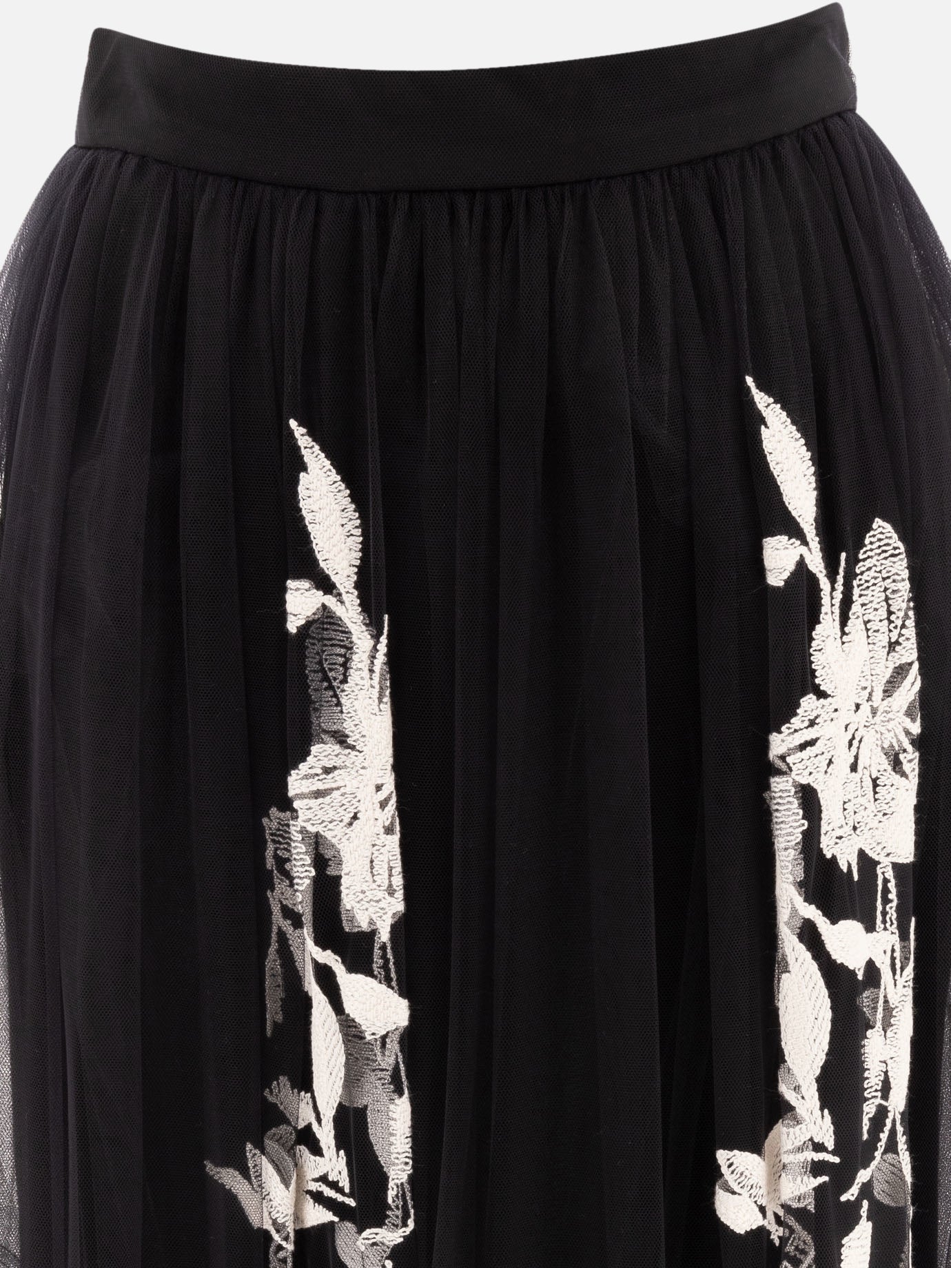 Elie Saab Tulle embroidered skirt Black