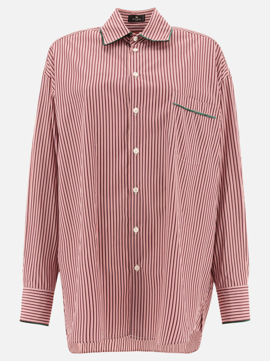 Etro Striped poplin shirt Bordeaux