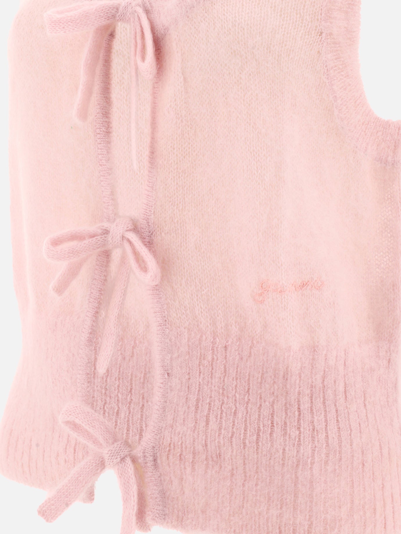 Ganni Mohair tie string vest Pink