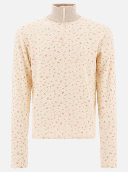 KAPITAL "Small Flower" half-zip sweatshirt 15192051_4 Beige 1