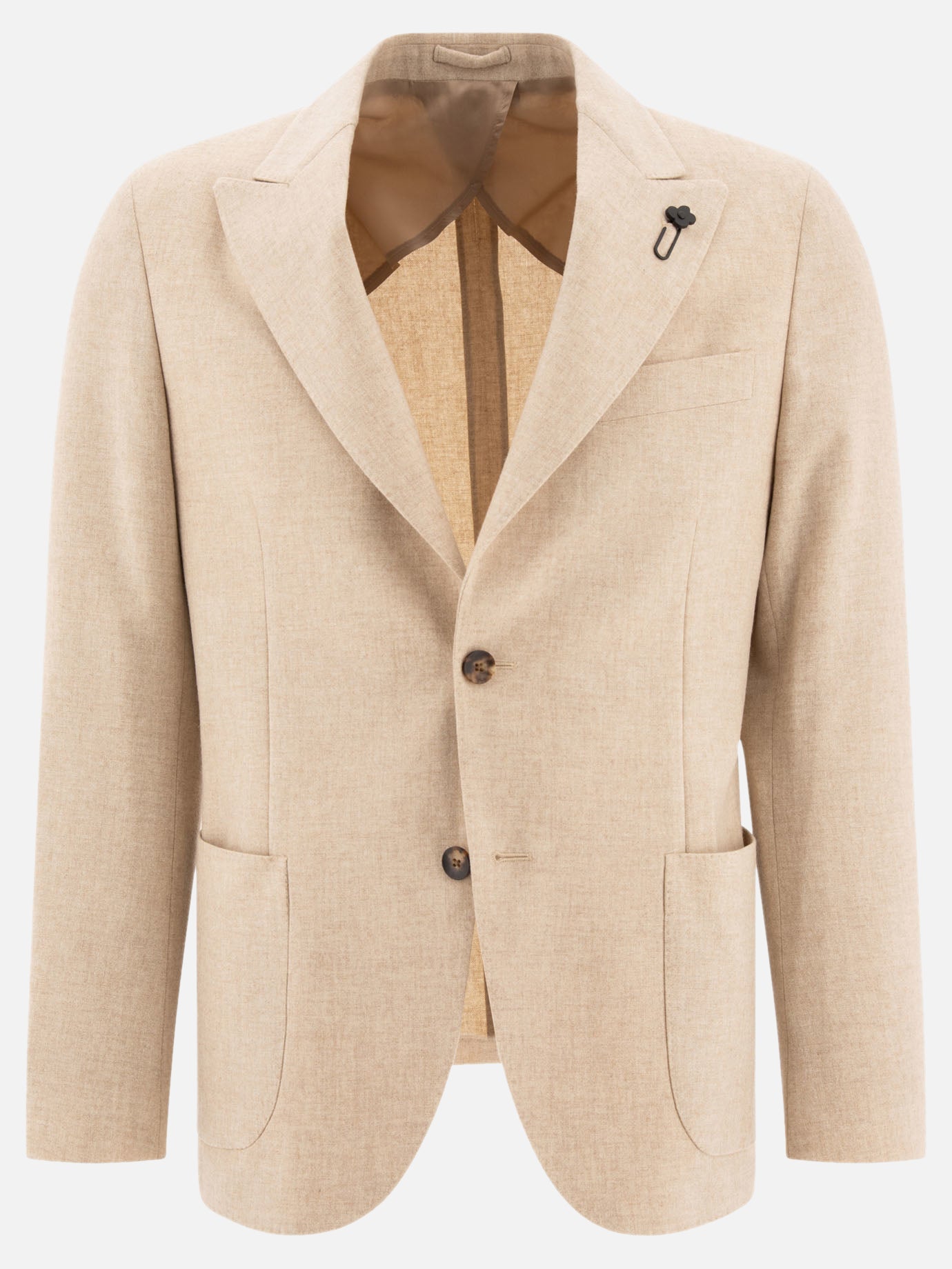 Lardini Single-breasted wool blend blazer Beige