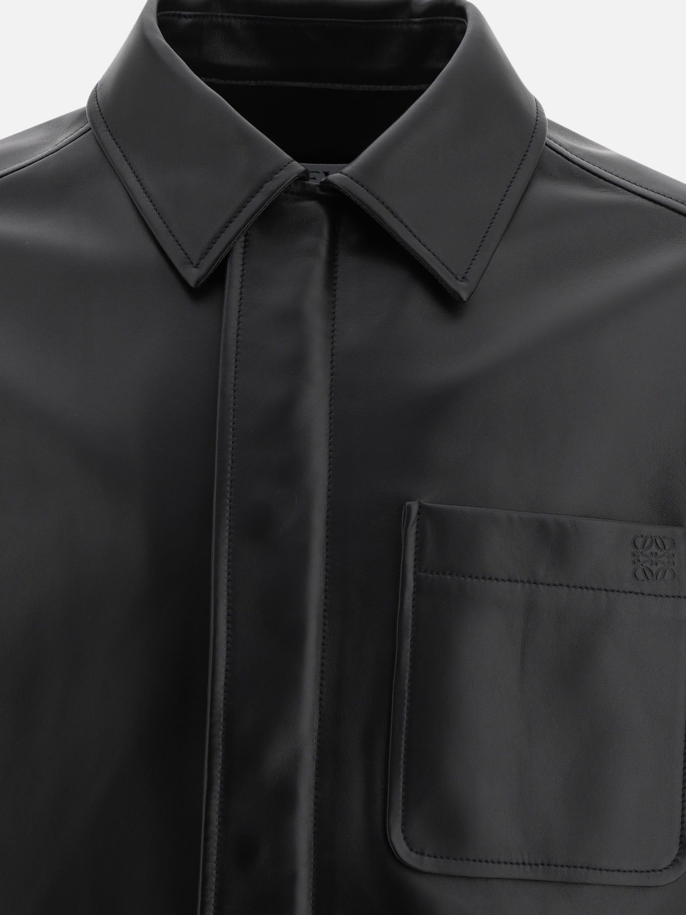 Loewe Overshirt in nappa lambskin 14649109_50 Black thumbnail_3