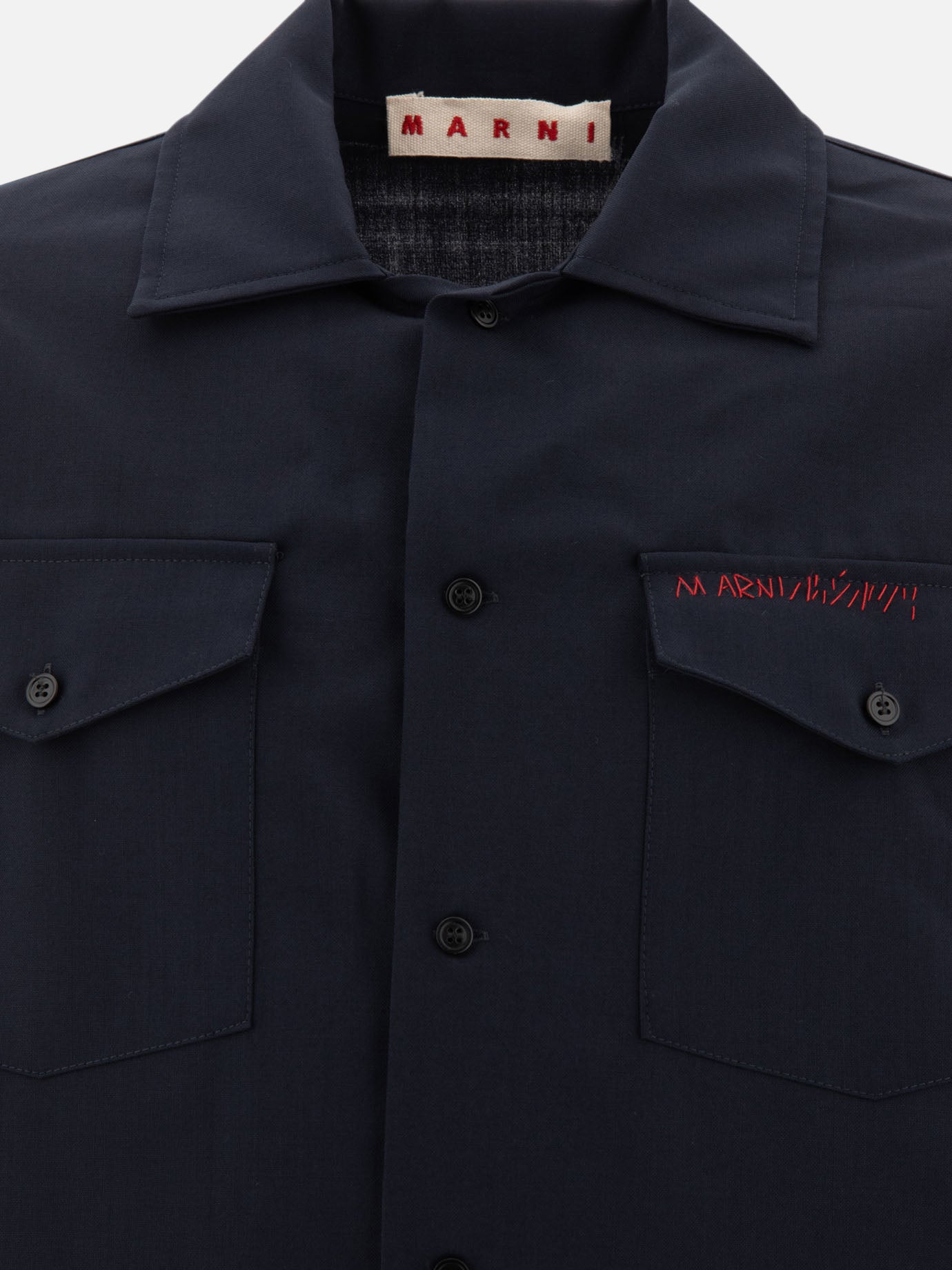 Marni Shirt with embroidered logo Blue