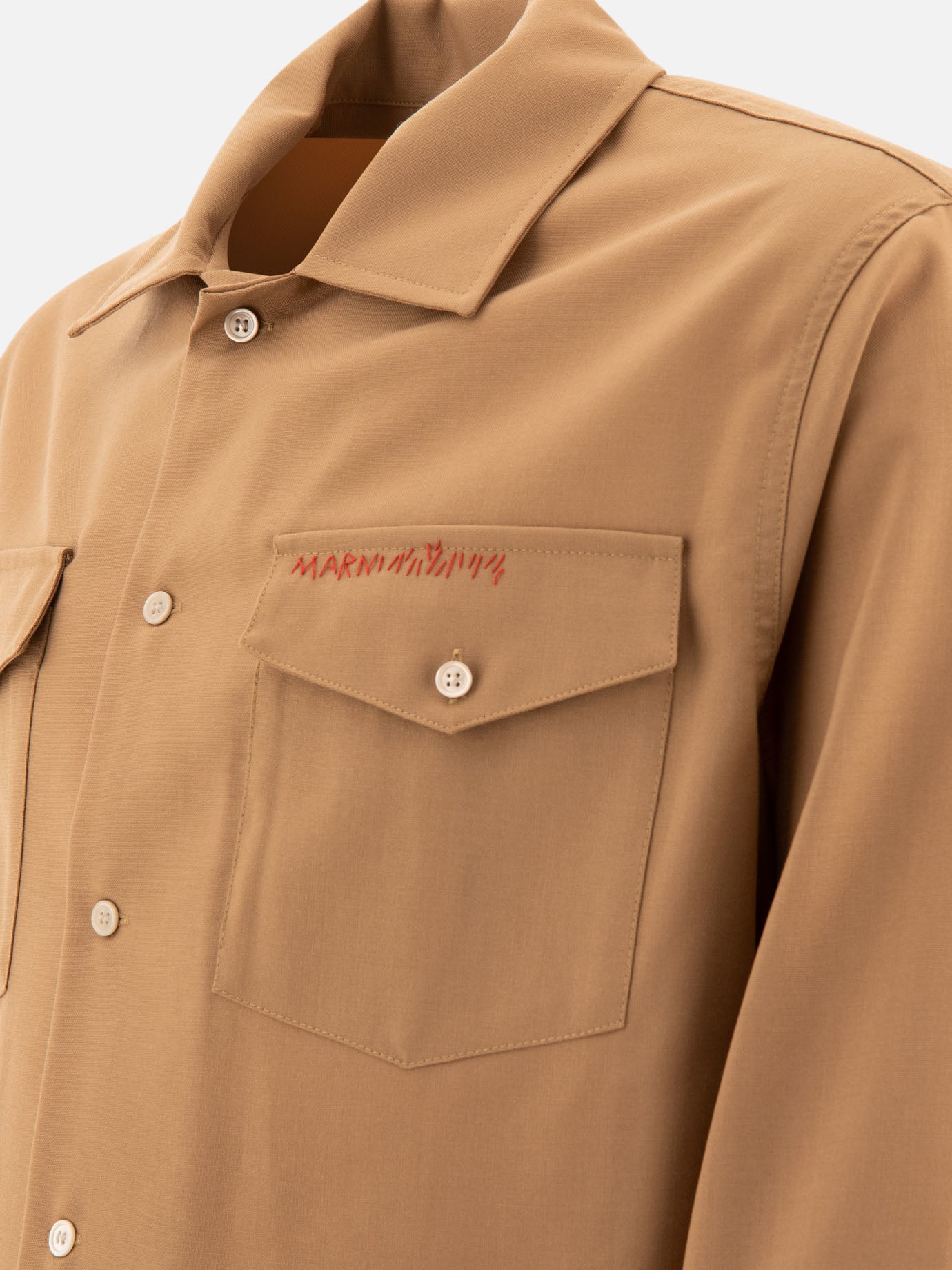 Marni Shirt with embroidered logo Beige