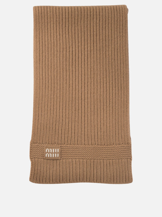 Miu Miu Wool and cashmere scarf Beige