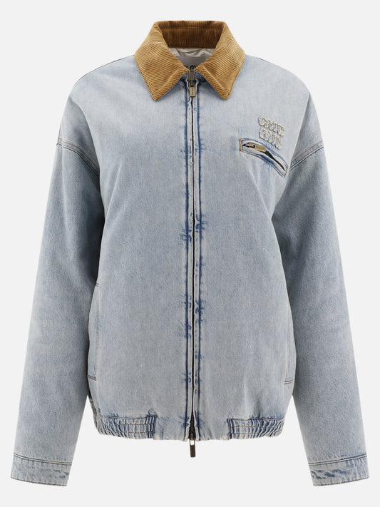 Bomber jackets Solid colour  Light blue - Miu Miu Women | PLP | VIETTI Online Store 
