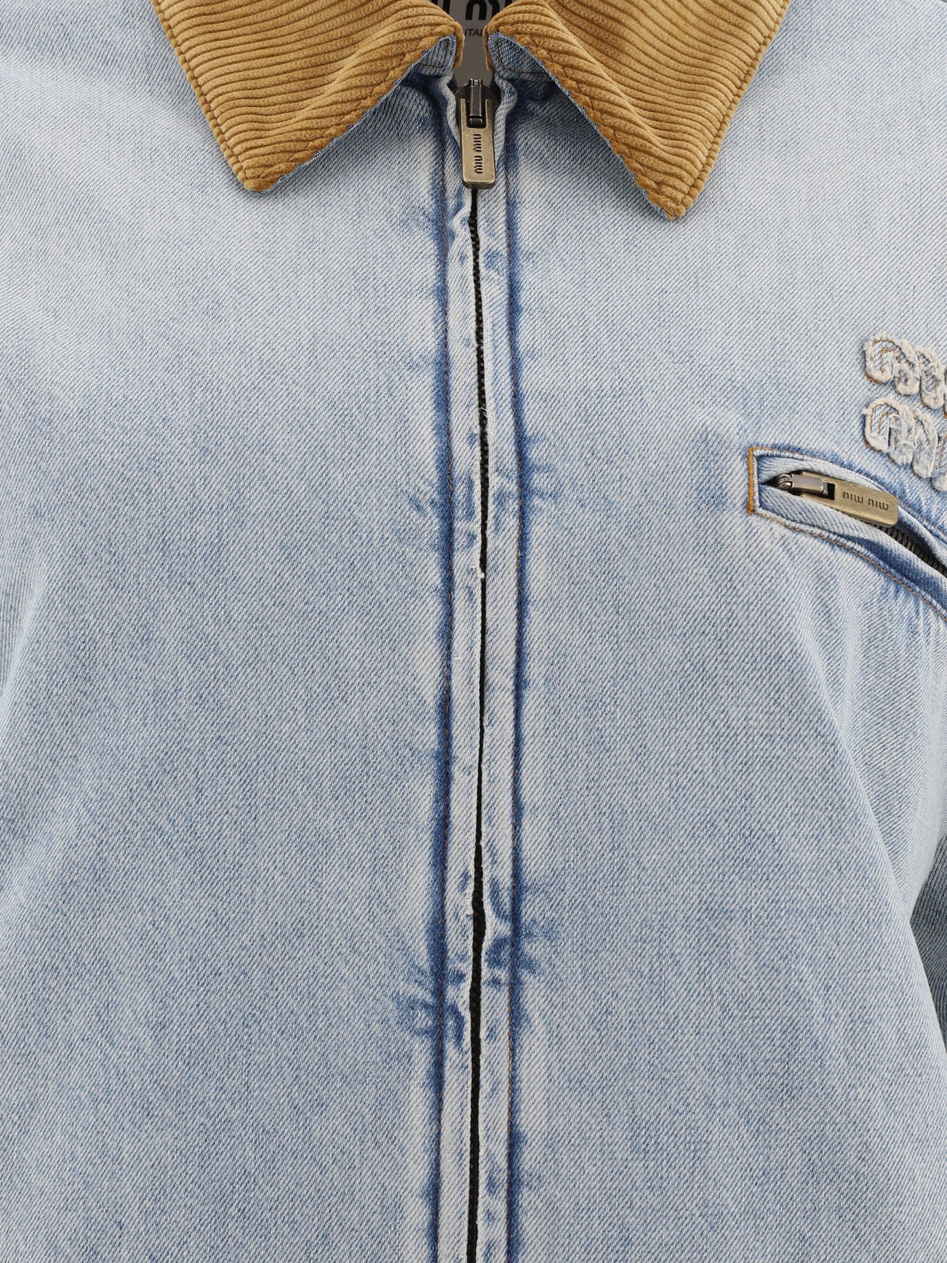 Bomber jackets Solid colour  Light blue - Miu Miu Women | PDP | VIETTI Online Store | thumbnail_3