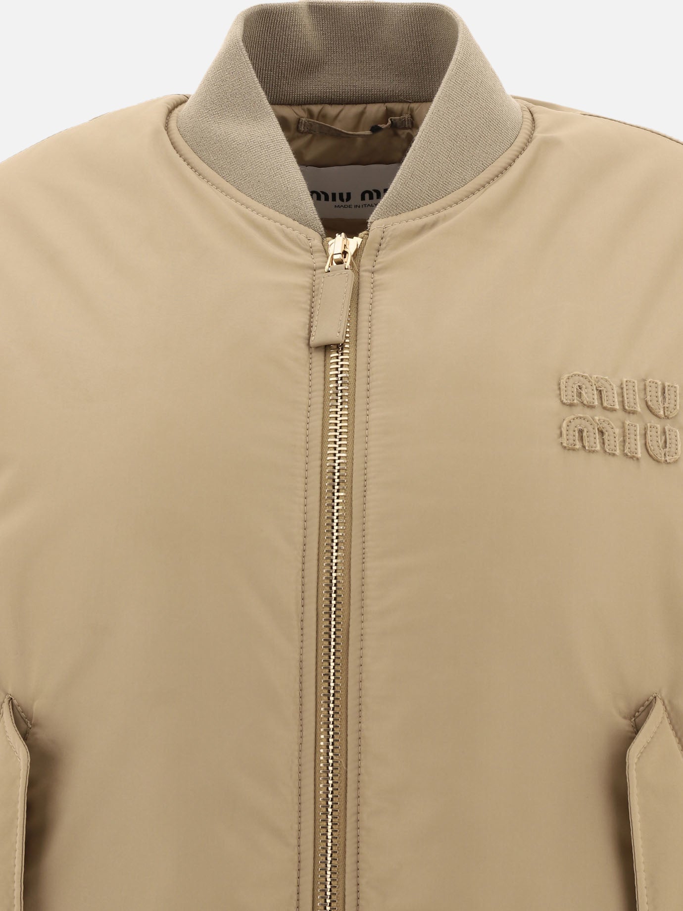 Bomber jackets Solid colour  Beige - Miu Miu Women | PDP | VIETTI Online Store | thumbnail_3