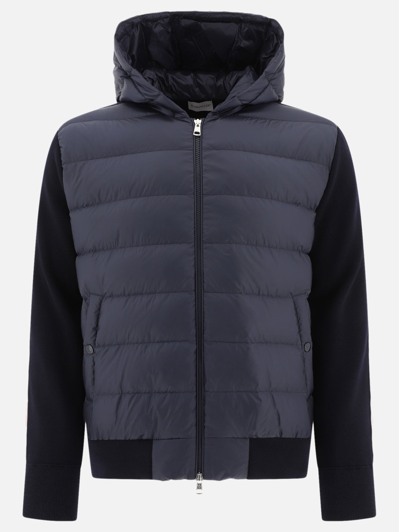 Down jackets Solid colour  Blue - Moncler Men | PDP | VIETTI Online Store | thumbnail