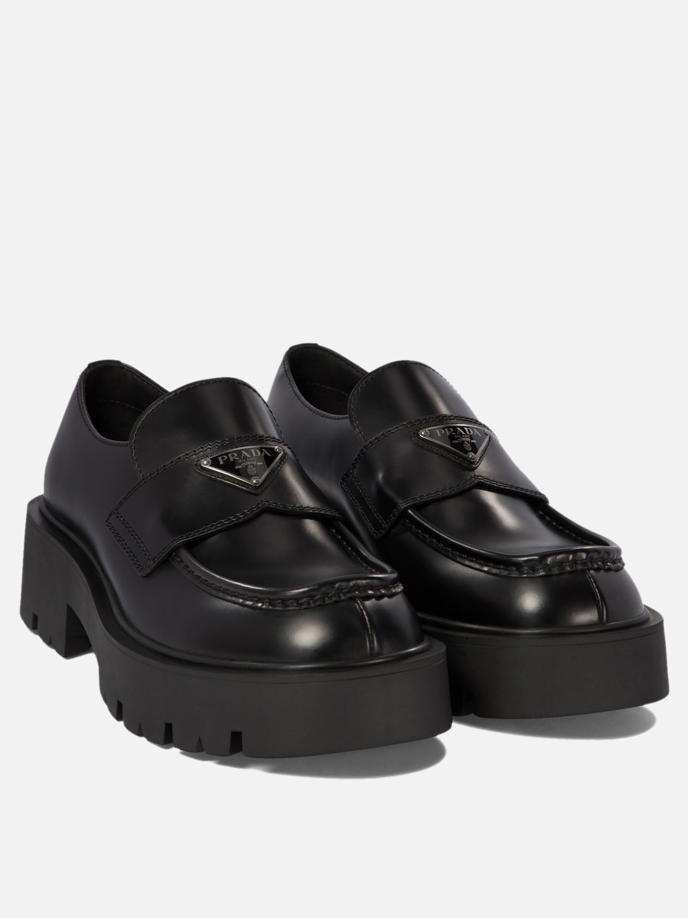 Prada Brushed leather loafers Black