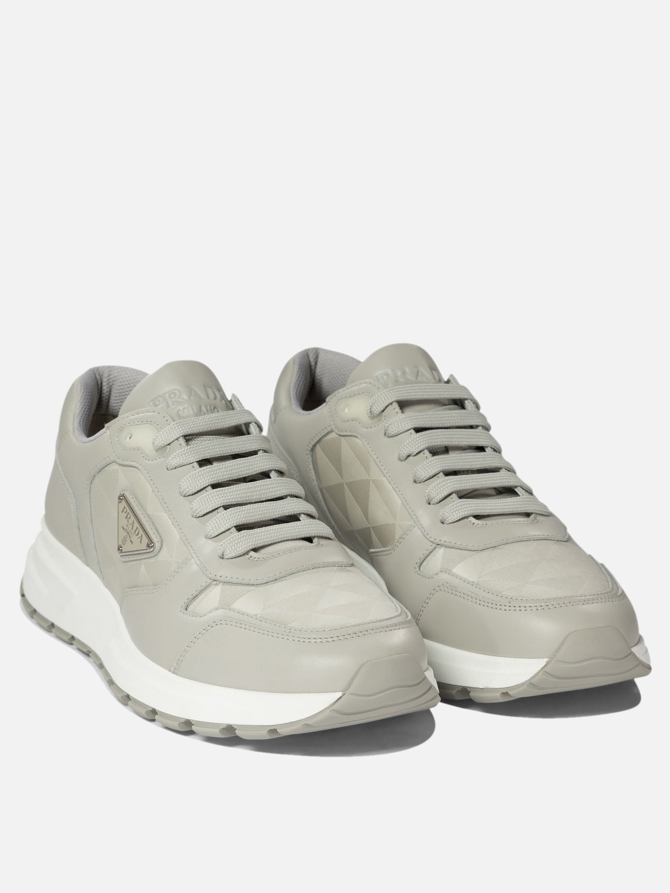 Prada "Prax 01" leather and Re-Nylon sneakers Grey