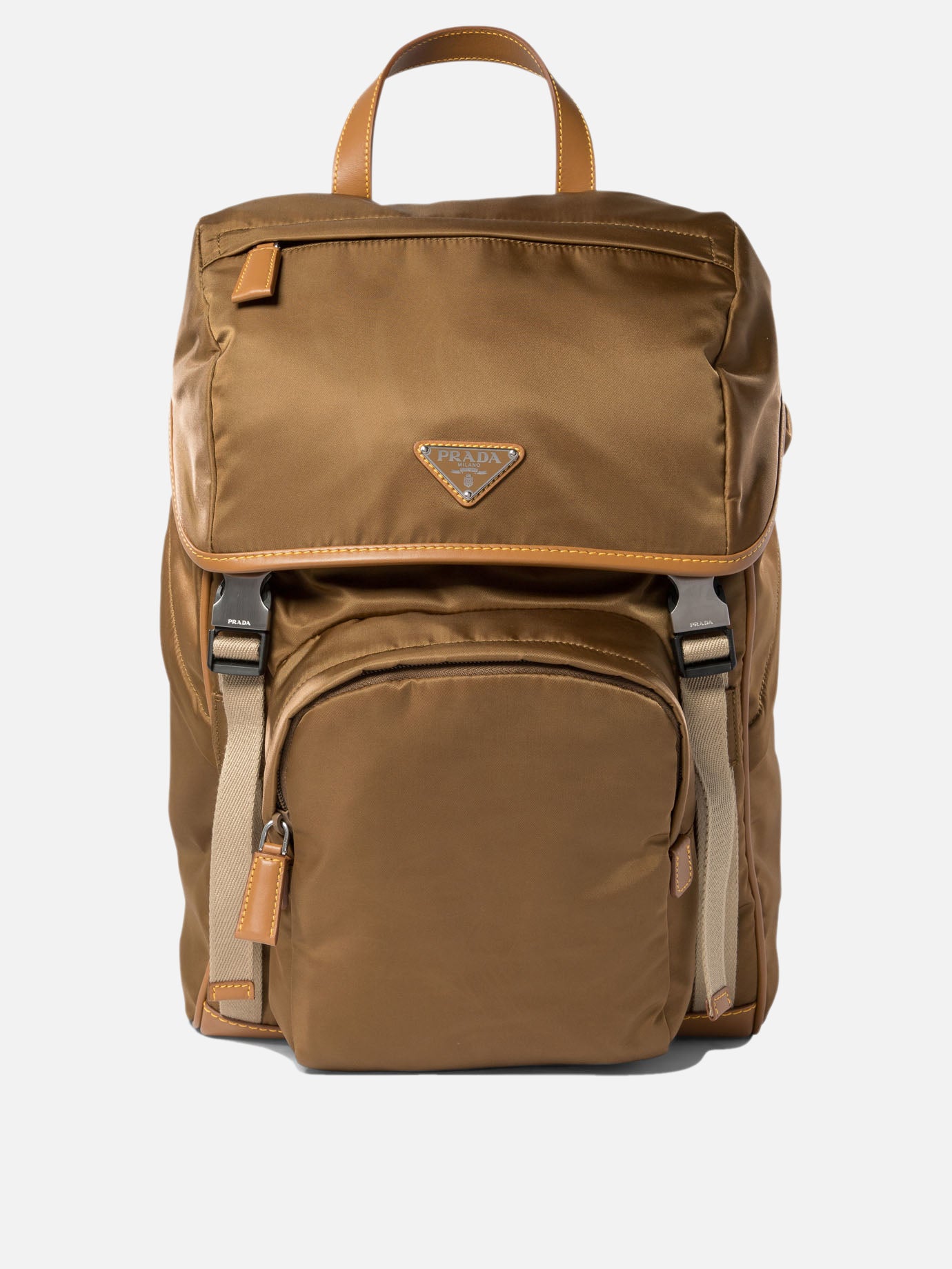 Re-Nylon and leather backpack