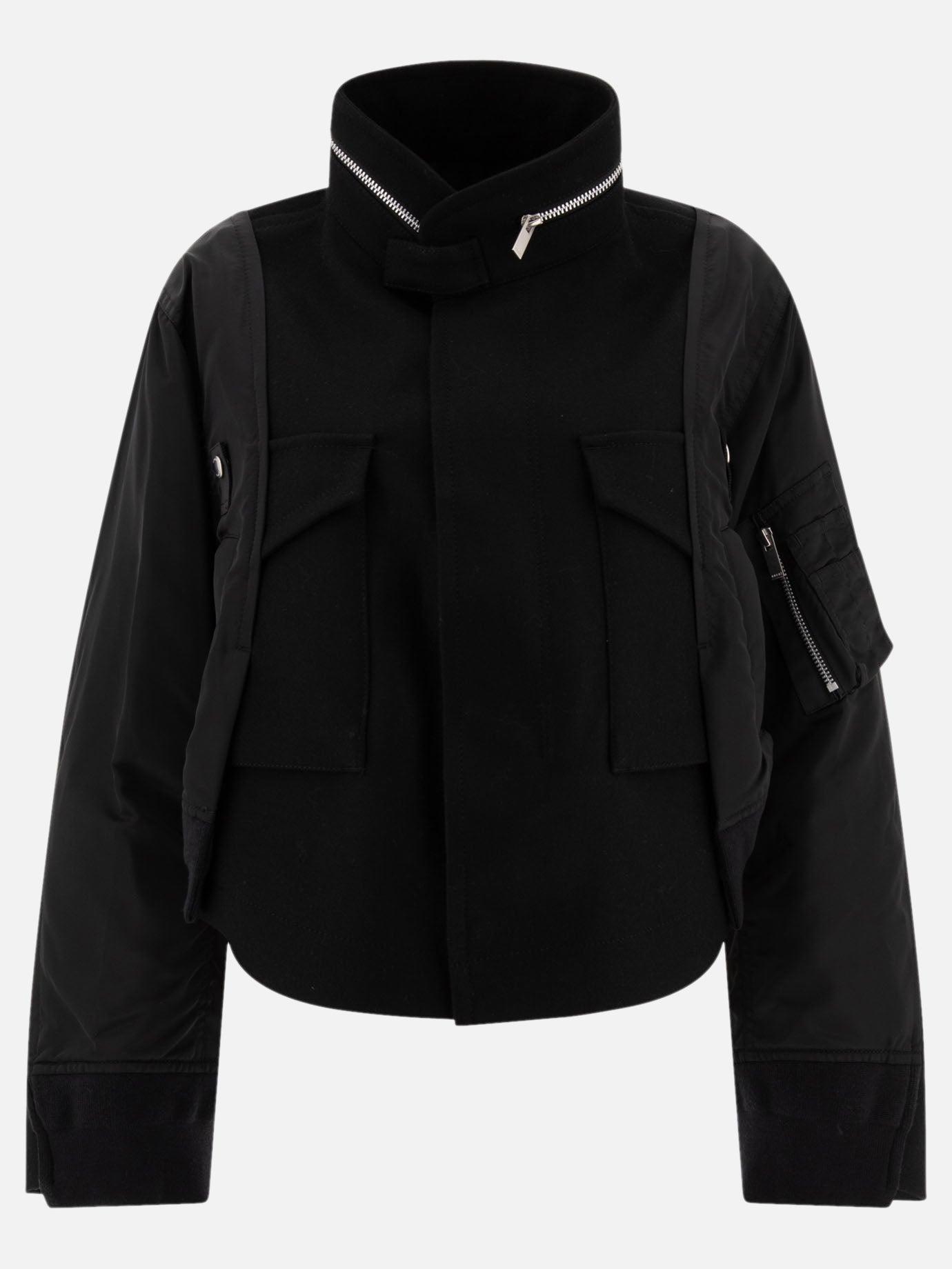 Bomber jackets Solid colour  Black - Sacai Women | PDP | VIETTI Online Store | thumbnail