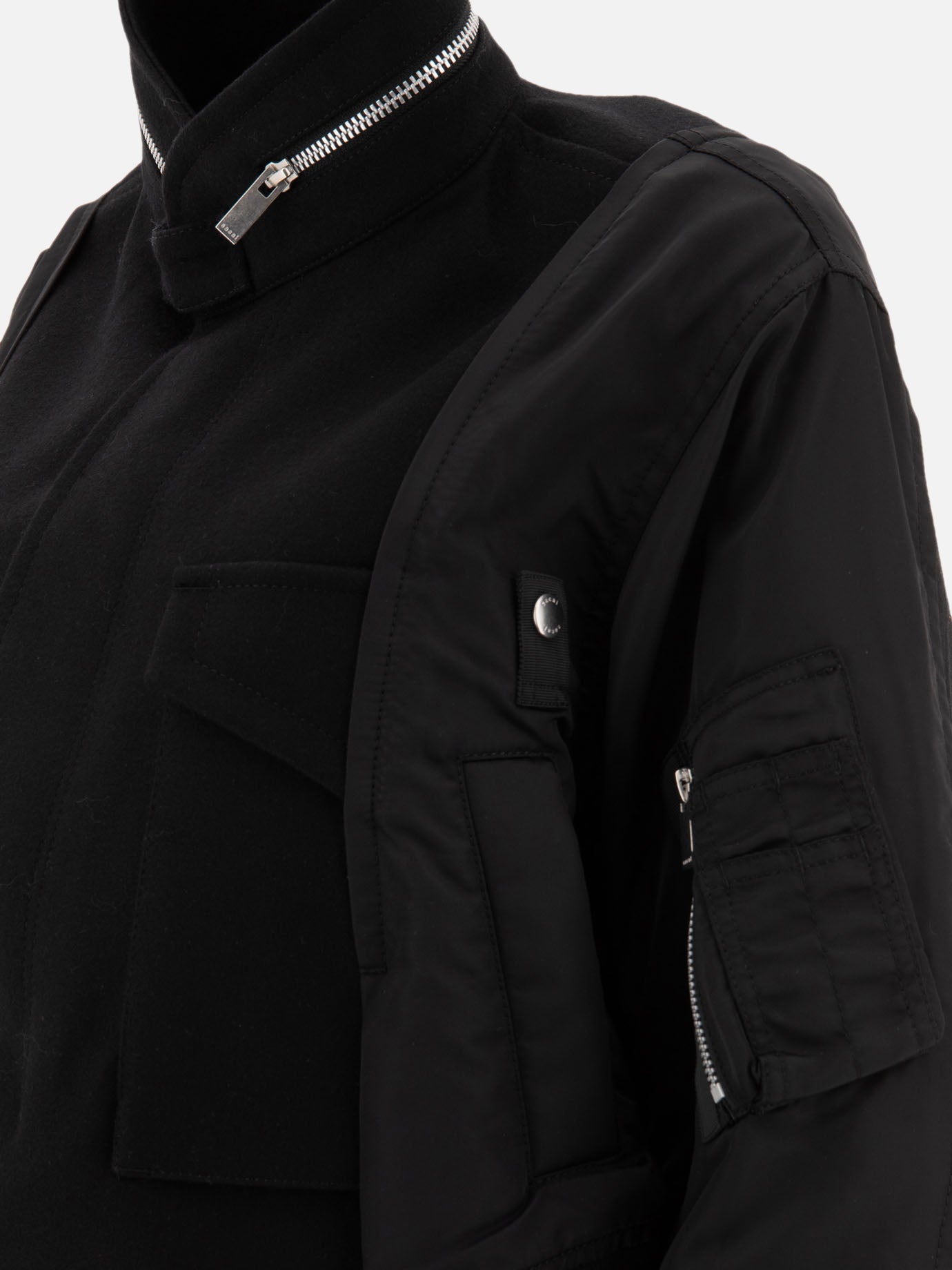 Bomber jackets Solid colour  Black - Sacai Women | PDP | VIETTI Online Store | thumbnail_4