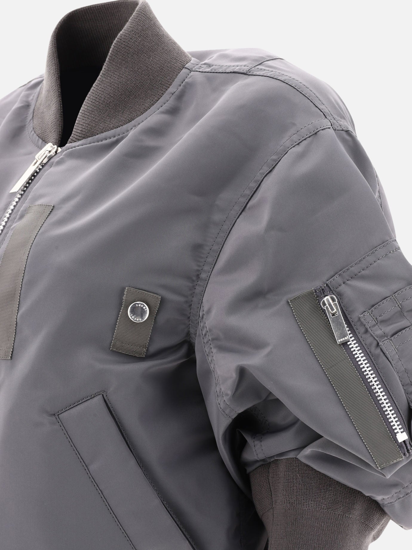 Bomber jackets Solid colour  Grey - Sacai Women | PDP | VIETTI Online Store | thumbnail_4