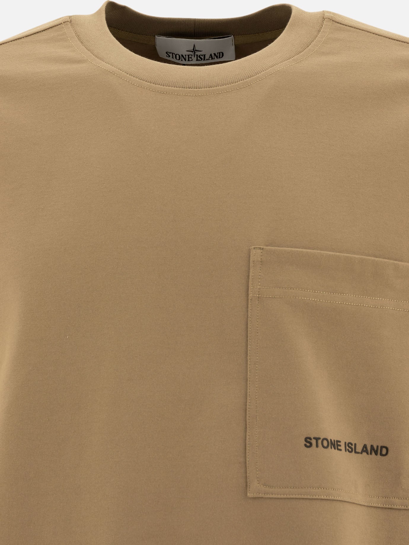 Stone Island T-shirt with patch pocket Beige