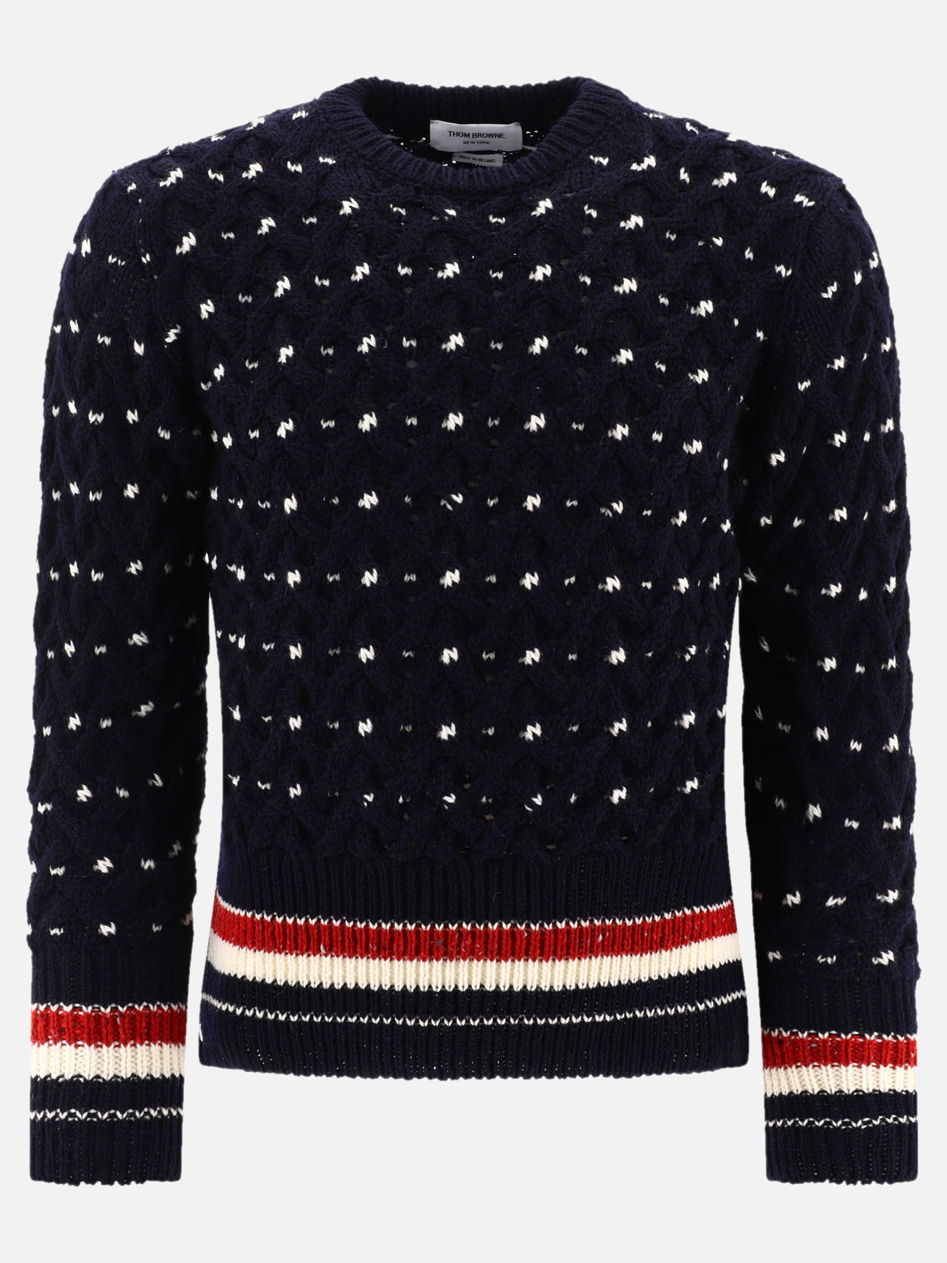 Thom Browne "RWB" cable-knit sweater Blue