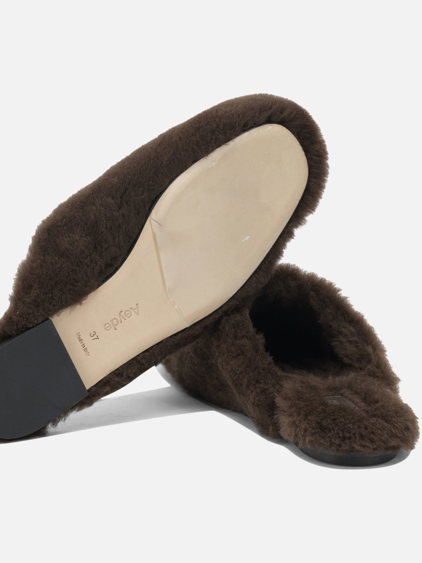 Slippers 100% shearling on calf leather - 100% leather  Brown - Aeyde Women | PDP | VIETTI Online Store | Zoom-Modal_5
