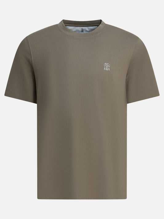 Crewneck t-shirts Logo  Green - Brunello Cucinelli Men | PDP | VIETTI Online Store 
