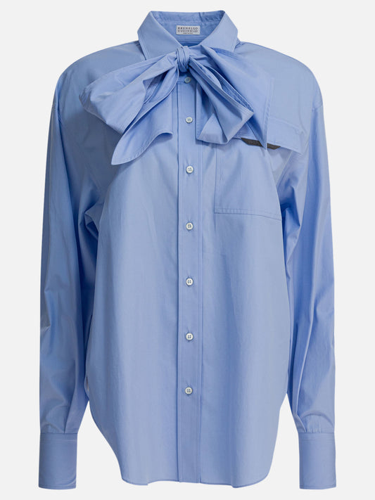 Casual shirts Solid colour  Light blue - Brunello Cucinelli Women | PDP | VIETTI Online Store 
