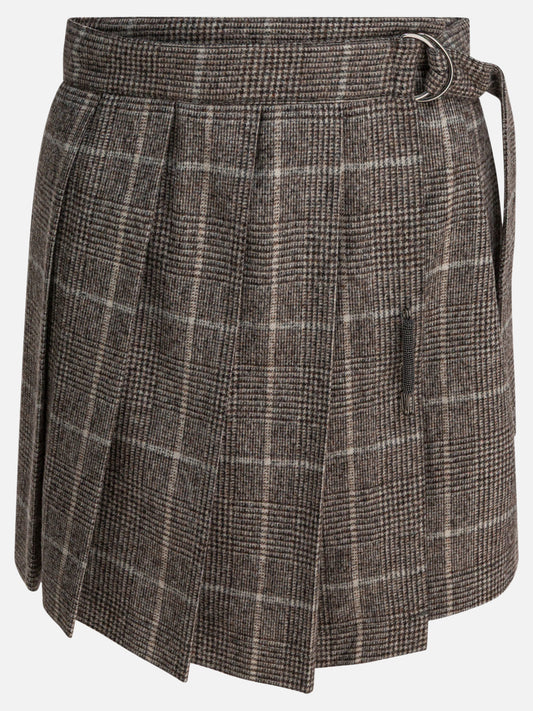 Miniskirts Prince of Wales  Brown - Brunello Cucinelli Women | PLP | VIETTI Online Store 
