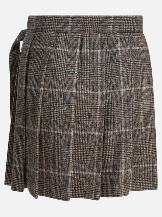 Miniskirts Prince of Wales  Brown - Brunello Cucinelli Women | PLP | VIETTI Online Store | 2
