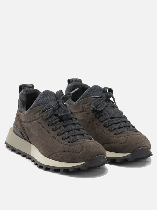 Low top sneakers 60% virgin wool 30% cashmere 10% silk  Black - Brunello Cucinelli Women | PLP | VIETTI Online Store | 2
