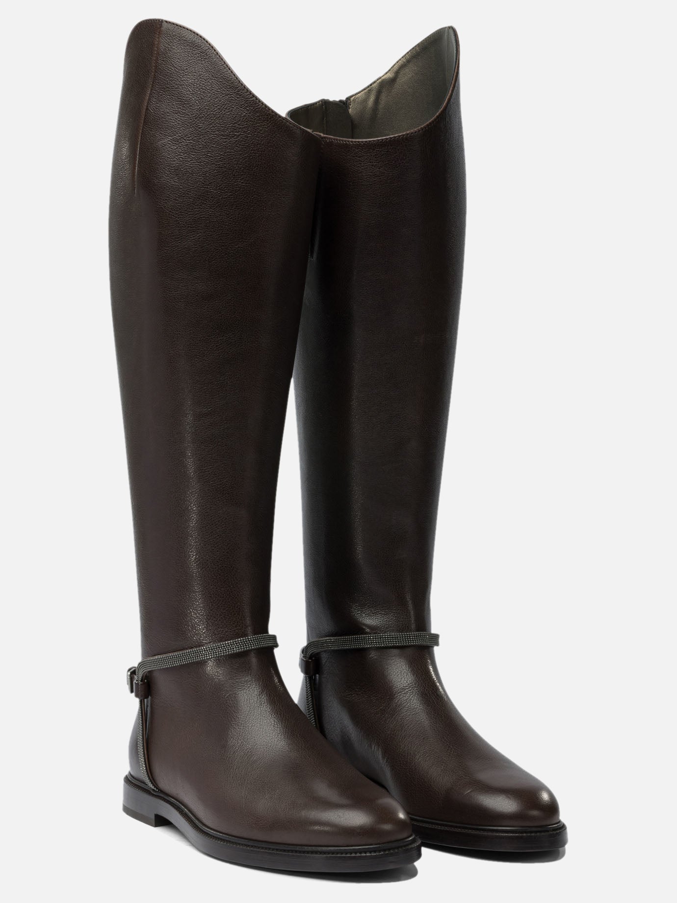 Knee-high 100% leather - 50% leather 50% rubber  Brown - Brunello Cucinelli Women | PDP | VIETTI Online Store | Zoom-Modal_2
