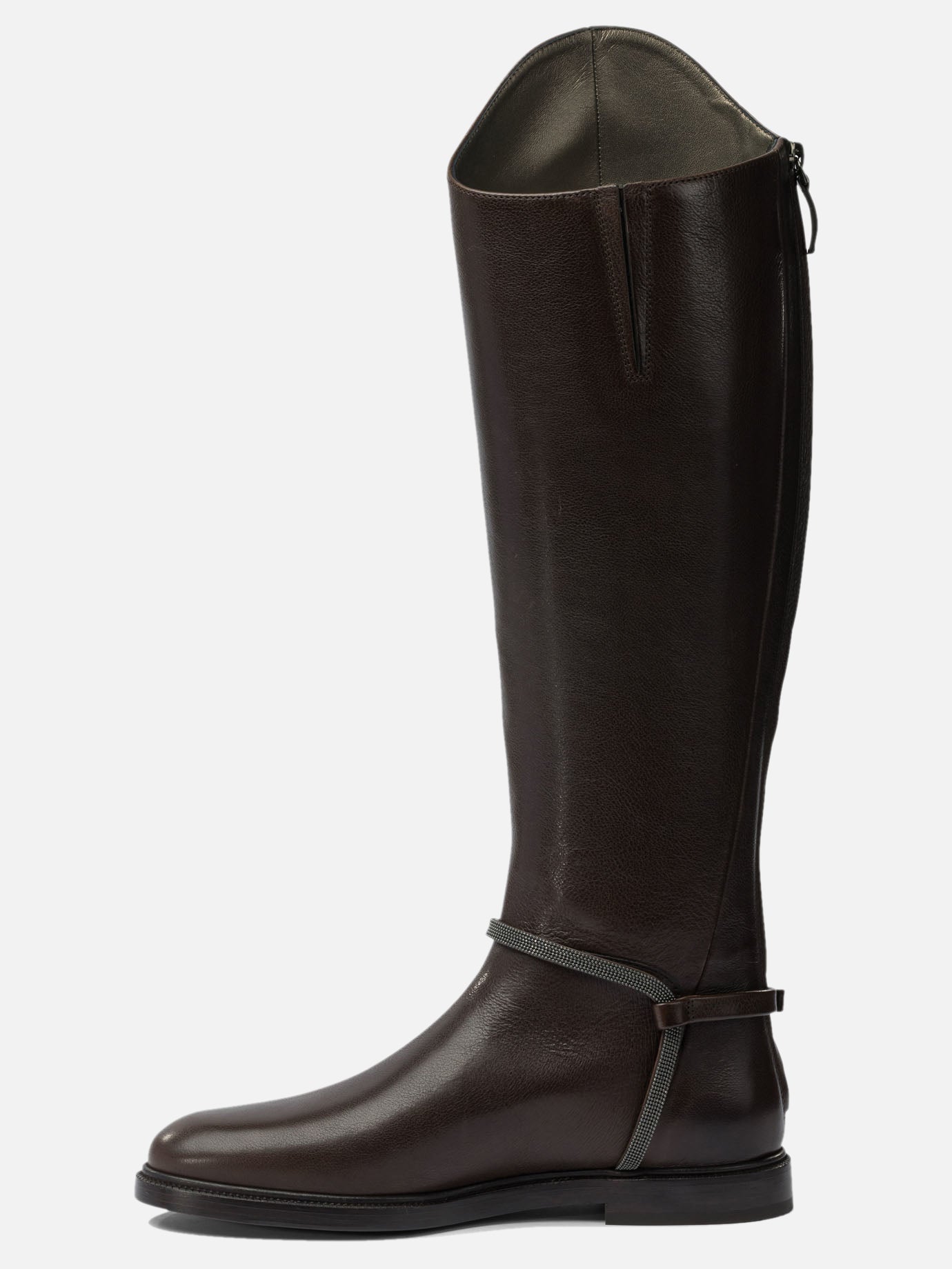 Knee-high 100% leather - 50% leather 50% rubber  Brown - Brunello Cucinelli Women | PDP | VIETTI Online Store | Zoom-Modal_3
