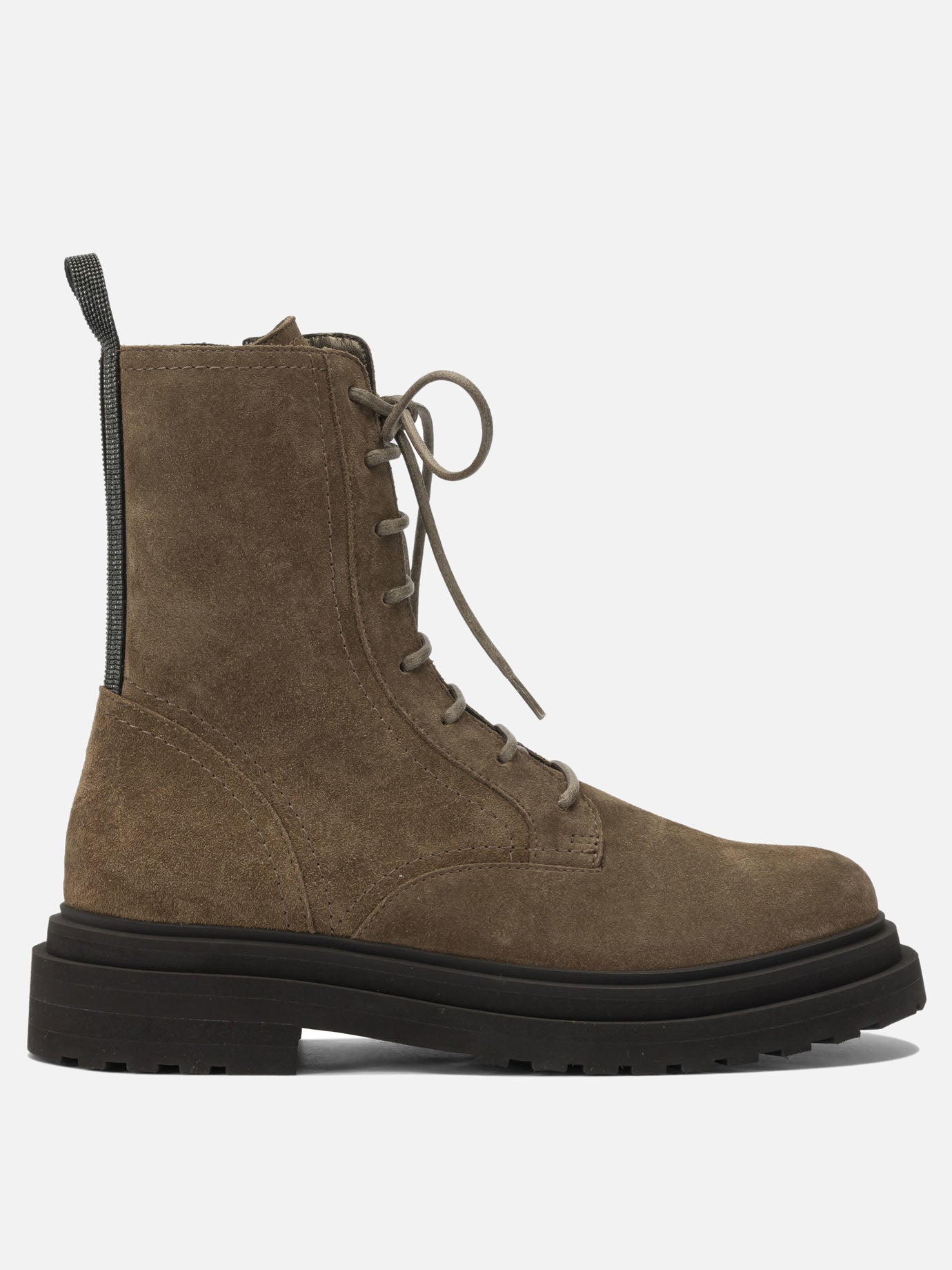 Lace-up boots 100% leather - 100% rubber  Brown - Brunello Cucinelli Women | PDP | VIETTI Online Store | thumbnail
