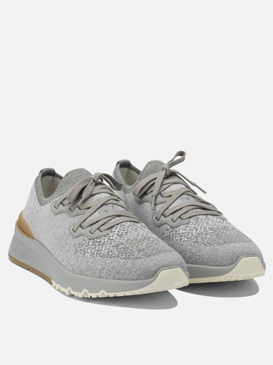 Low top sneakers 100% fabric - 100% rubber  Grey - Brunello Cucinelli Men | PDP | VIETTI Online Store | 2
