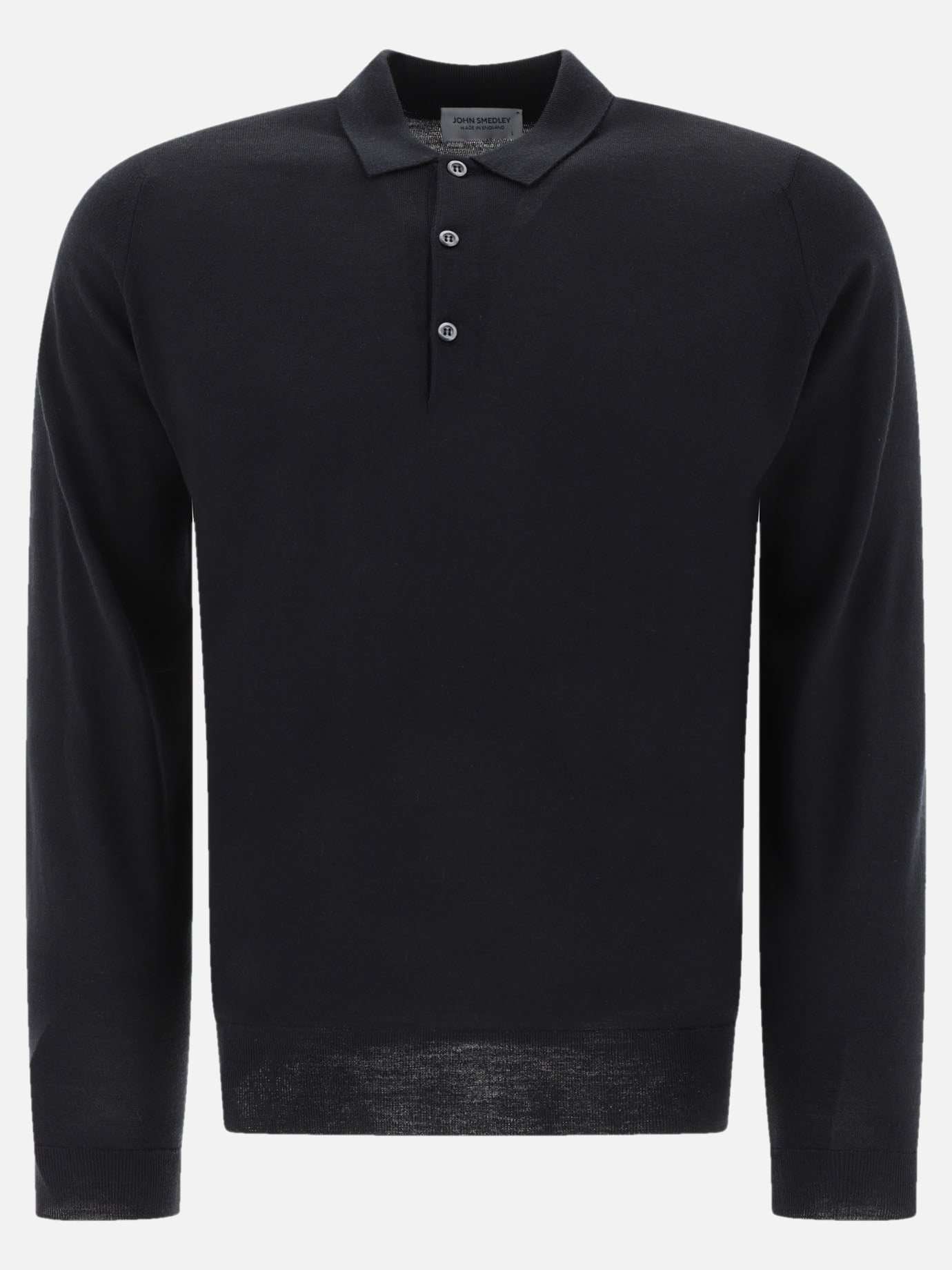 Polo shirts with buttons Solid colour  Black - John Smedley Men | PDP | VIETTI Online Store | thumbnail