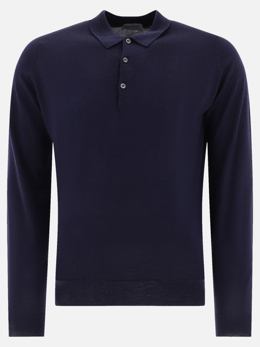 Polo shirts with buttons Solid colour  Blue - John Smedley Men | PLP | VIETTI Online Store 
