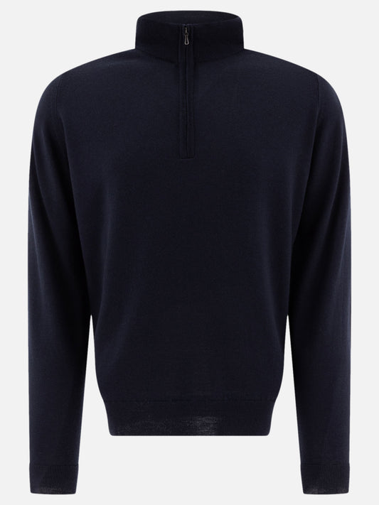 Half zip sweaters Solid colour  Blue - John Smedley Men | PDP | VIETTI Online Store 
