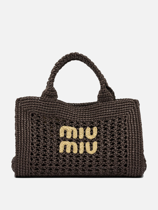Miu Miu Raffia-effect handbag 11838579_UNI Brown 1