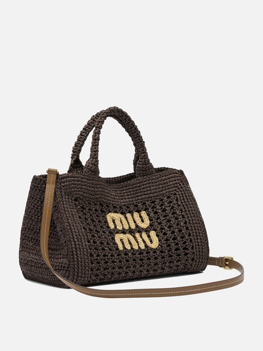 Miu Miu Raffia-effect handbag 11838579_UNI Brown 2