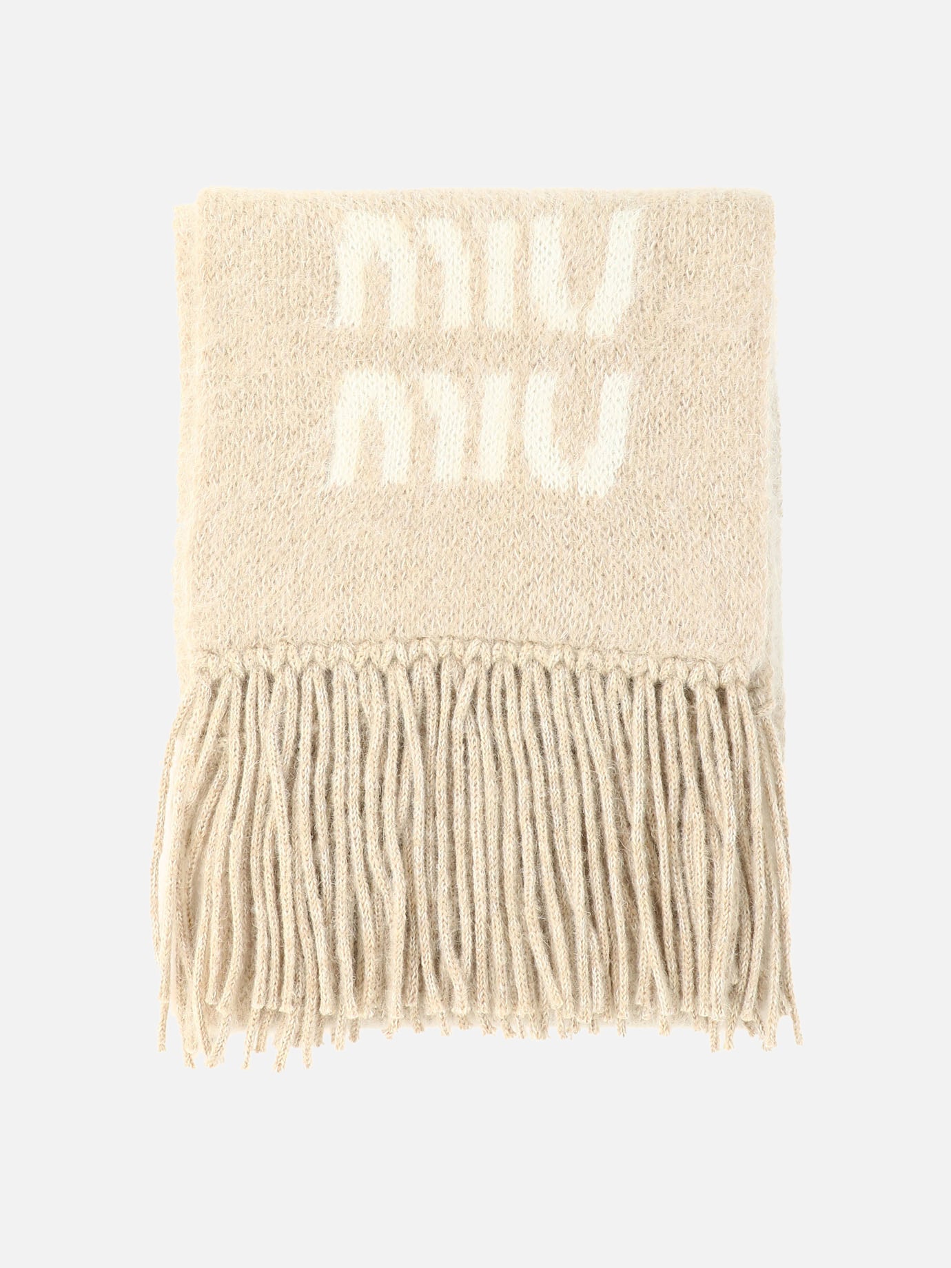 Fringed scarves 5FS062  White - Miu Miu Women | PDP | VIETTI Online Store | Zoom-Modal

