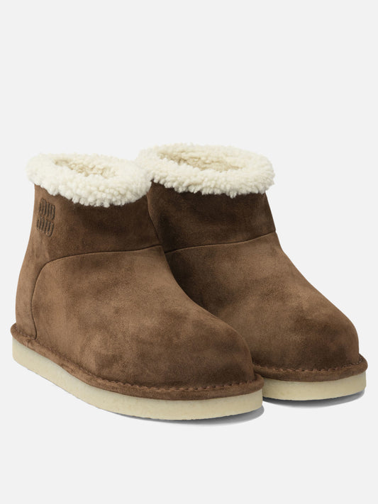 Pull-on boots 100% calf leather - 100% ovis aries  Brown - Miu Miu Women | PDP | VIETTI Online Store | 2
