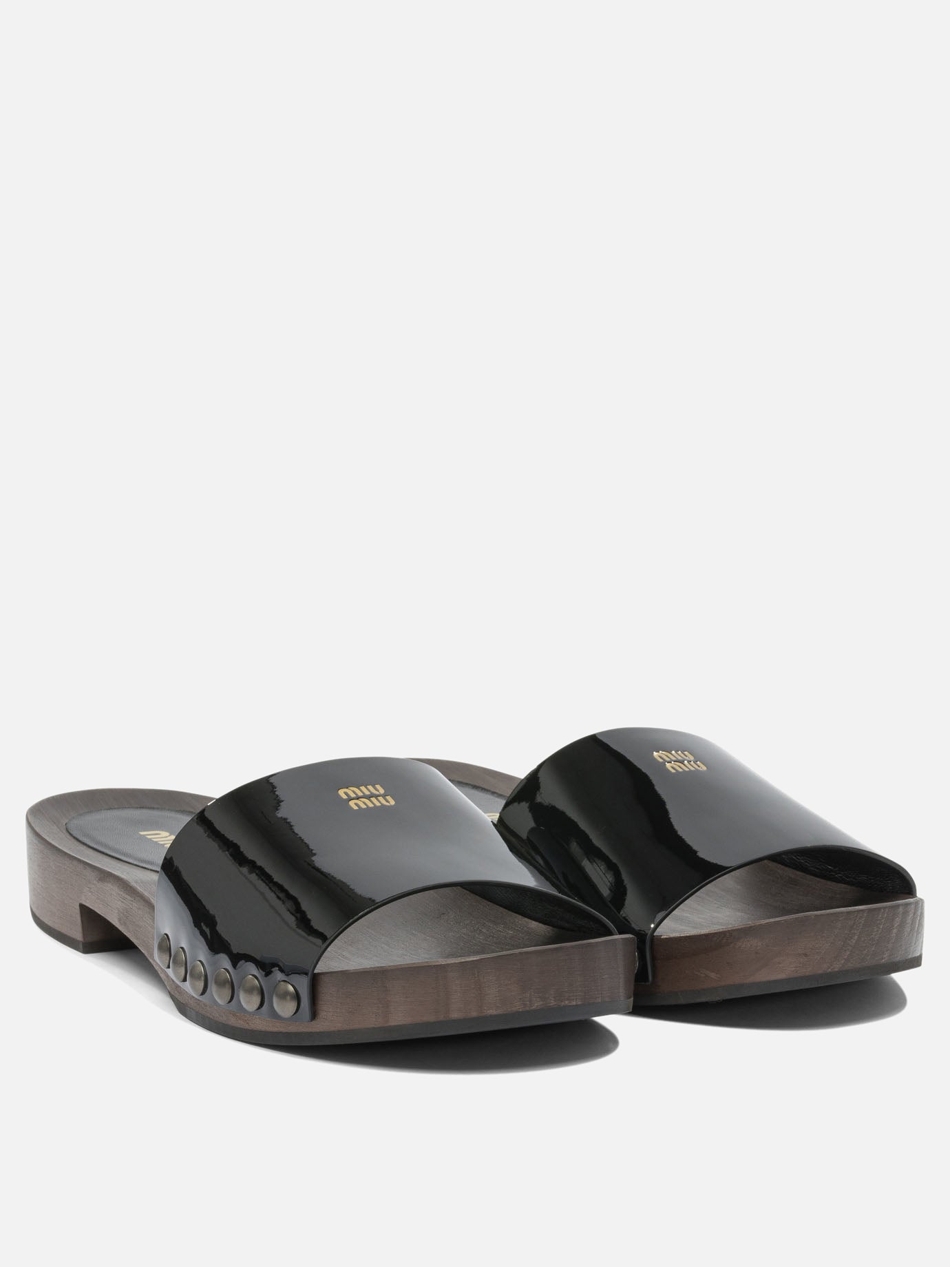 Flat sandals 100% leather - 100% wood  Black - Miu Miu Women | PDP | VIETTI Online Store | Zoom-Modal_2
